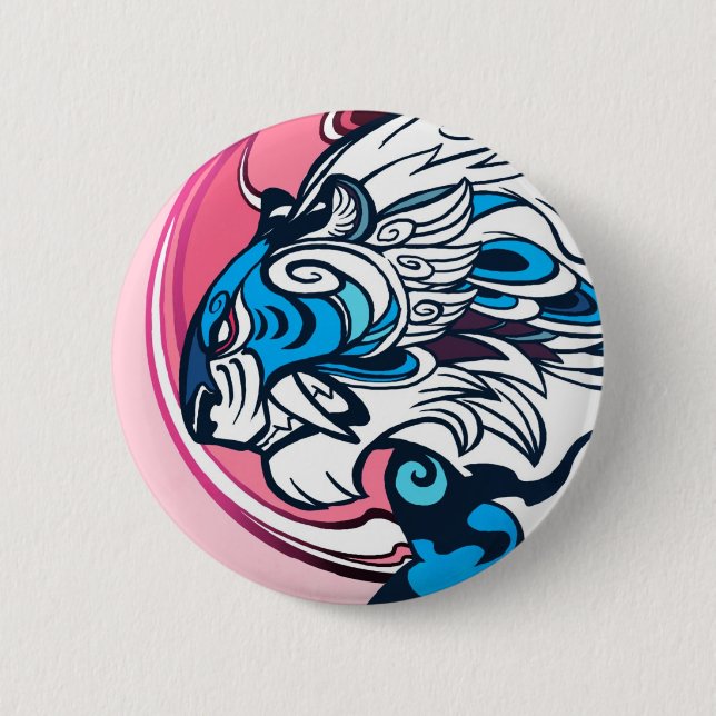 Blue Tiger 2 Inch Round Button (Front)