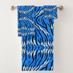 Blue Tiger Animal Skin Pattern Design  Bath Towel Set
