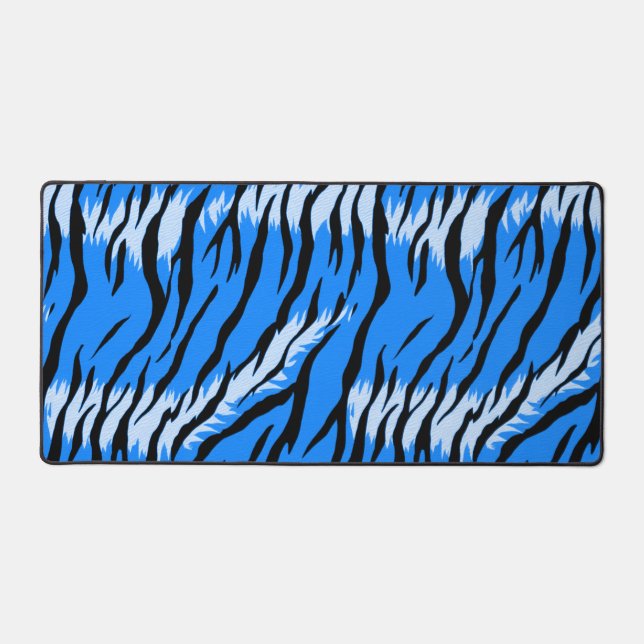 Blue Tiger Animal Skin Pattern Design  Desk Mat (Front)