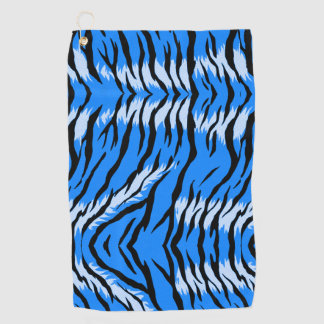 Blue Tiger Animal Skin Pattern Design  Golf Towel