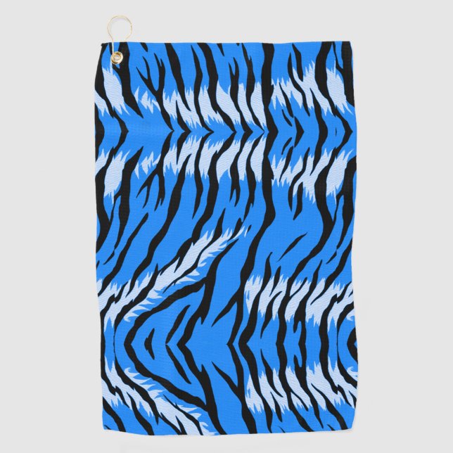 Blue Tiger Animal Skin Pattern Design  Golf Towel (Front)