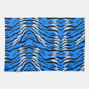 Blue Tiger Animal Skin Pattern Design Kitchen Towel