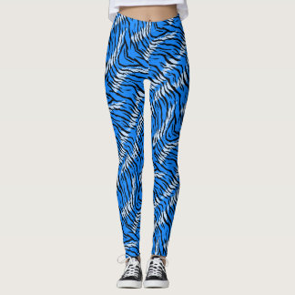 Blue Tiger Animal Skin Pattern Design  Leggings