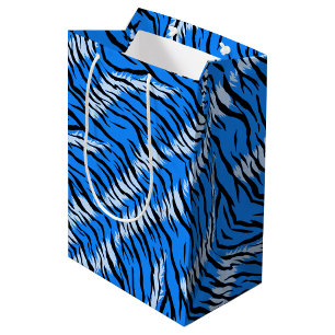 Blue Tiger Animal Skin Pattern Design  Medium Gift Bag