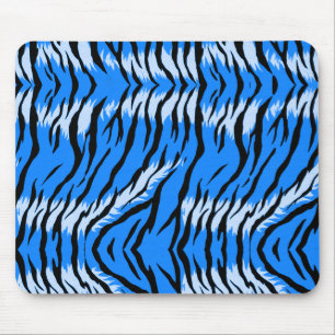 Blue Tiger Animal Skin Pattern Design  Mouse Pad