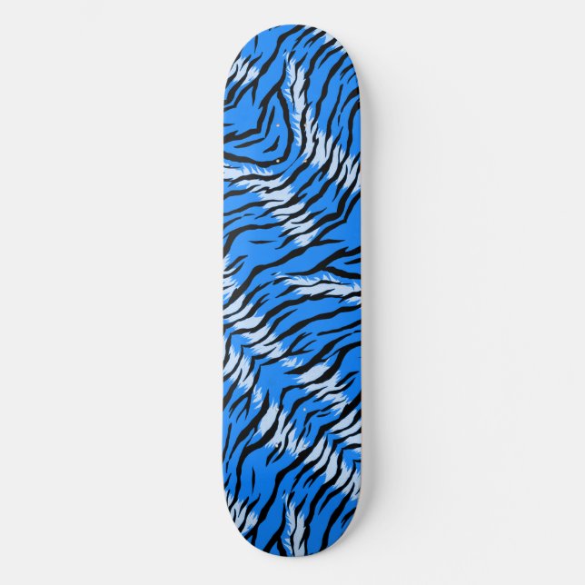 Blue Tiger Animal Skin Pattern Design  Skateboard (Front)