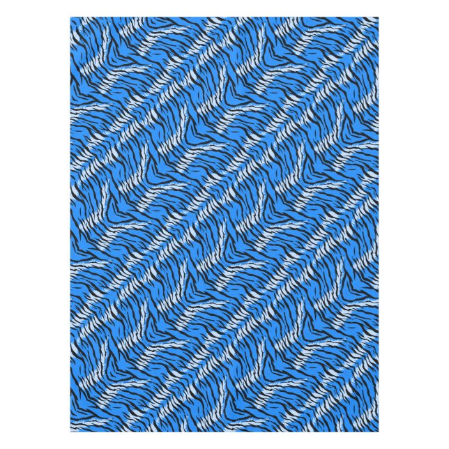 Blue Tiger Animal Skin Pattern Design  Tablecloth (Front)