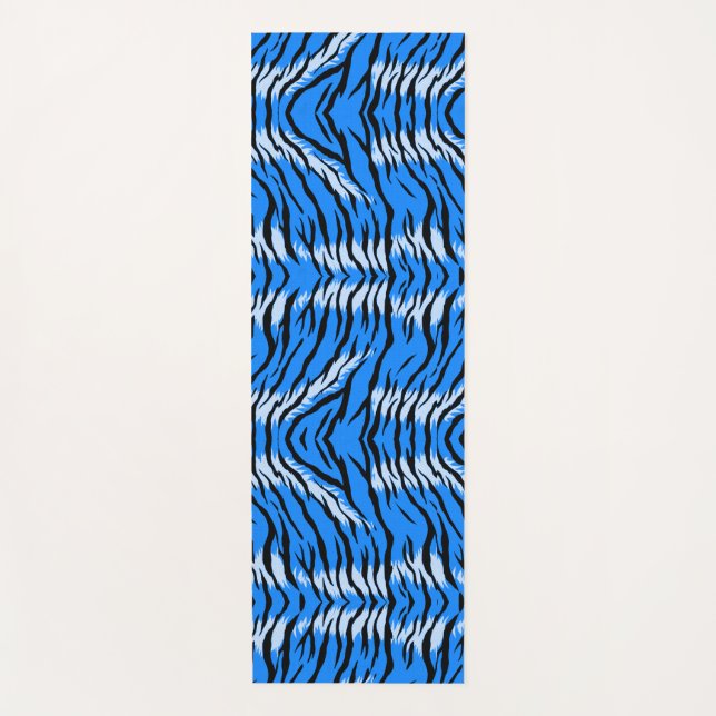 Blue Tiger Animal Skin Pattern Design  Yoga Mat (Front)