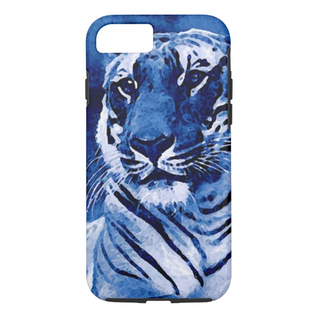 Blue Tiger Artwork Tough iPhone 7 Case (Back)