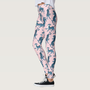 Blue Tiger Asian Pattern Leggings