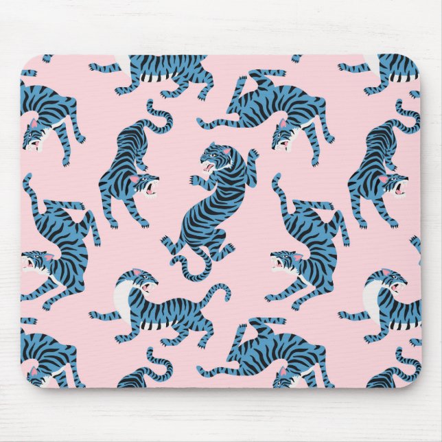 Blue Tiger Asian Pattern Mouse Pad (Front)