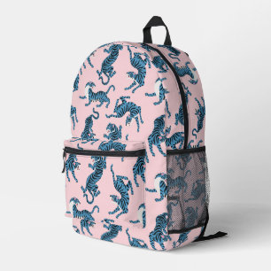 Blue Tiger Asian Pattern Printed Backpack