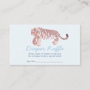Blue Tiger Boy Baby Shower Diaper Raffle Ticket Enclosure Card