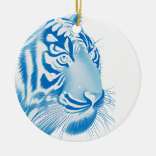 Blue Tiger  Ceramic Ornament