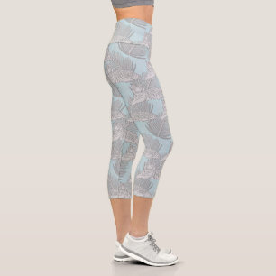 Blue Tiger Pattern Capri Leggings