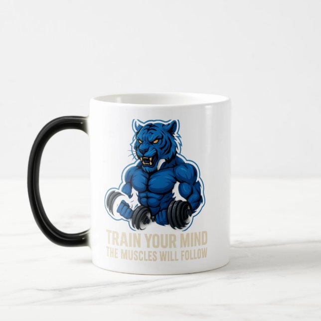 Blue Tiger Power muscle | Train Your Mind First Magic Mug (Left)
