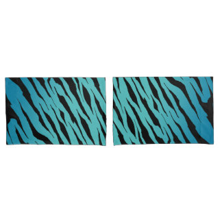 Blue Tiger Stripe Pillow Cases (Pair)