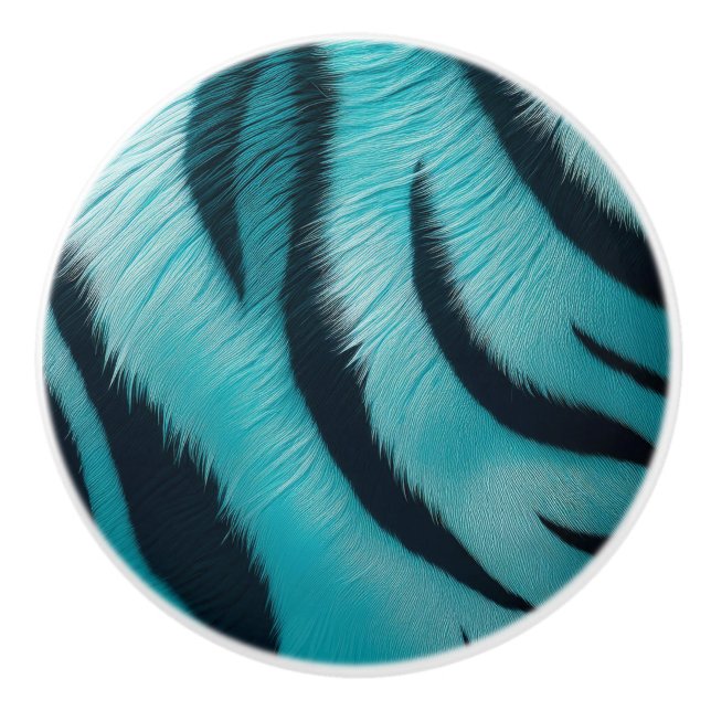 Blue Tiger Stripes  Ceramic Knob (Front)