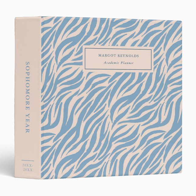 Blue Tiger Stripes College Academic Planner Binder (Front/Spine)