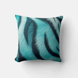 Blue Tiger Stripes Throw Pillow