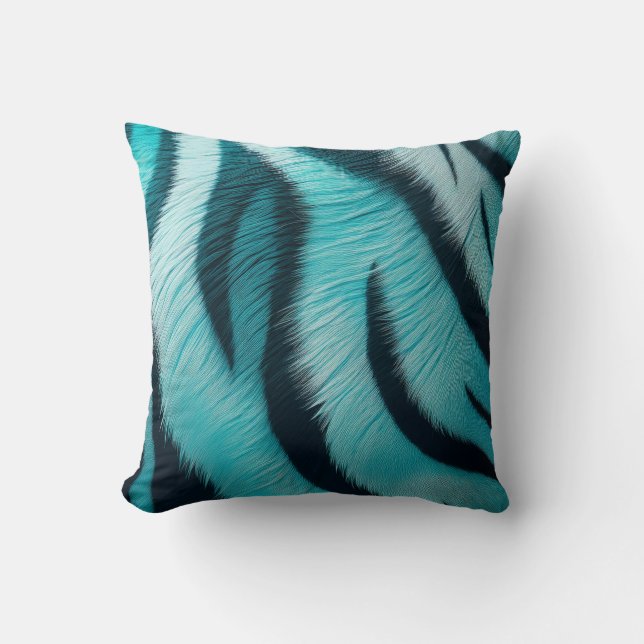 Blue Tiger Stripes Throw Pillow (Front)