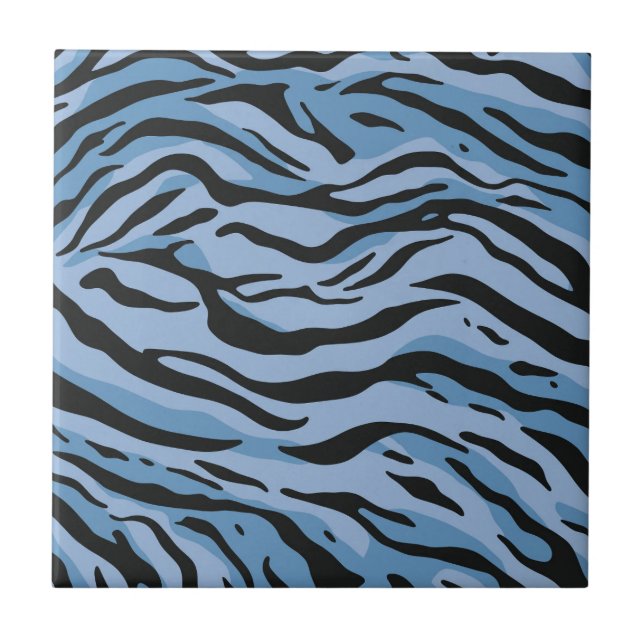 Blue Tiger Stripes Tile (Front)