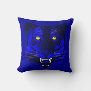 Blue Tiger Throw Pillow