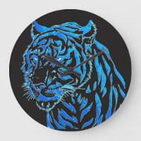 Blue Tiger Wall Clock