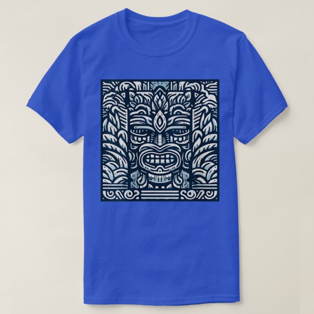 Blue Tiki god For Your Tiki Bar VNeck  T-Shirt (Design Front)