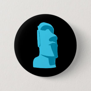 Blue Tiki Moai Easter Island Hawaiian Luau Gift  2 Inch Round Button