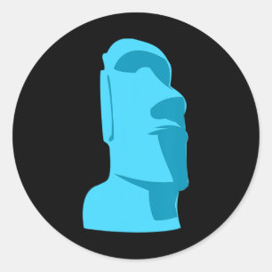 Blue Tiki Moai Easter Island Hawaiian Luau Gift  Classic Round Sticker