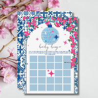 Blue Tile Disco baby shower bingo Game card