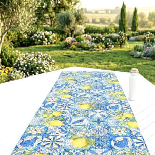 Blue Tile French Country Lemon Pattern  Yoga Mat