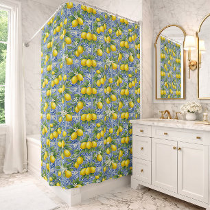 Blue Tile French Country Lemon Watercolor Pattern