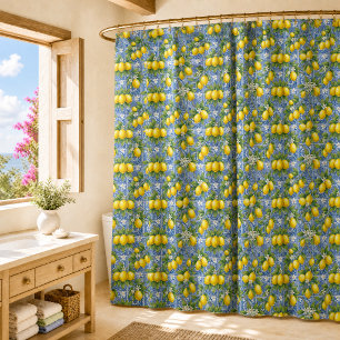 Blue Tile French Country Lemon Watercolor Pattern