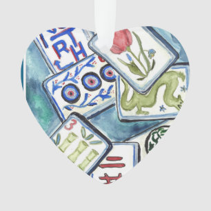 Blue tile heart ornament