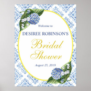 Blue Tile Hydrangeas Bridal Shower Welcome Sign