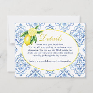 Blue Tile Italian Floral Lemon Details Card