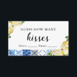 Blue Tile Lemon How Many Kisses Bridal Shower Game Place Card<br><div class="desc">Blue Tile Lemon How Many Kisses Bridal Shower Game</div>