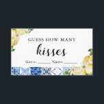 Blue Tile Lemon How Many Kisses Bridal Shower Game Place Card<br><div class="desc">Blue Tile Lemon How Many Kisses Bridal Shower Game</div>