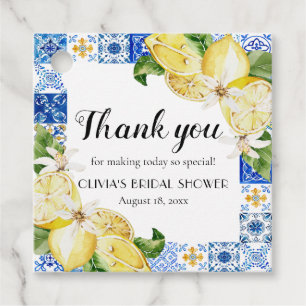 Blue Tile Lemon Italian Bridal Shower Favour Tag
