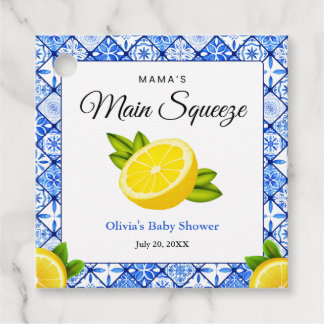 Blue Tile Lemon Mama's Main Squeeze Baby Shower Favour Tags