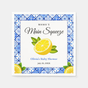 Blue Tile Lemon Mama's Main Squeeze Baby Shower Napkin