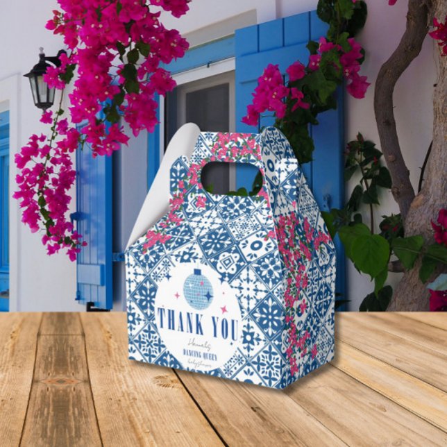 Blue Tile Santorini Greek/ Spanish Baby shower Favor Box (Creator Uploaded)