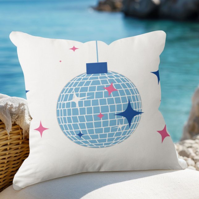 Blue Tile Santorini Greek/ Spanish themed disco  Throw Pillow (Creator Uploaded)