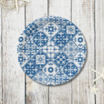 Blue Tile Santorini Greek/ Spanish themed Paper Plate<br><div class="desc">Mediterranean Greek musical blue tiled-inspired Dancing Queen bridal shower paper plates.</div>