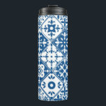 Blue Tile Santorini Greek/ Spanish themed Thermal Tumbler<br><div class="desc">Mediterranean Greek musical blue tiled-inspired Dancing Queen bridal shower-themed tumbler gifts.</div>
