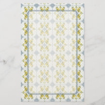 Blue Tile Watercolor French Country Lemon Pattern