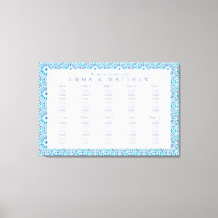 Blue Tile Wedding Seating Chart Find Your Seat Canvas Print