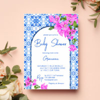 Blue Tiles and Bougainvillea elegant Baby Shower